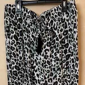 Aldi Serra Women’s Beach Lounge Pants Wide Leg Size Large Green Zebra Pull On